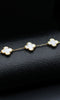 Women's Gold Flower Bracelet with White Stone